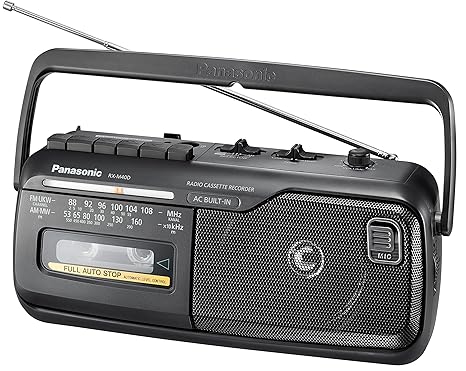 Panasonic RX-M40DE-K Mono Radio Recorder mit Kassettendeck, Netz- oder Batteriebetrieb schwarz