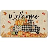 Hexagram Fall Door Mat 17x29, Fall Doormat Outdoor, Autumn Welcome Mat | Autumn Truck Rug, Outdoor Doormats for Front Door, Porch, Decorations for Home