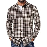 COOFANDY Mens Flannel Shirts Long Sleeve Plaid Button Down Shirts Cotton Casual Shirts