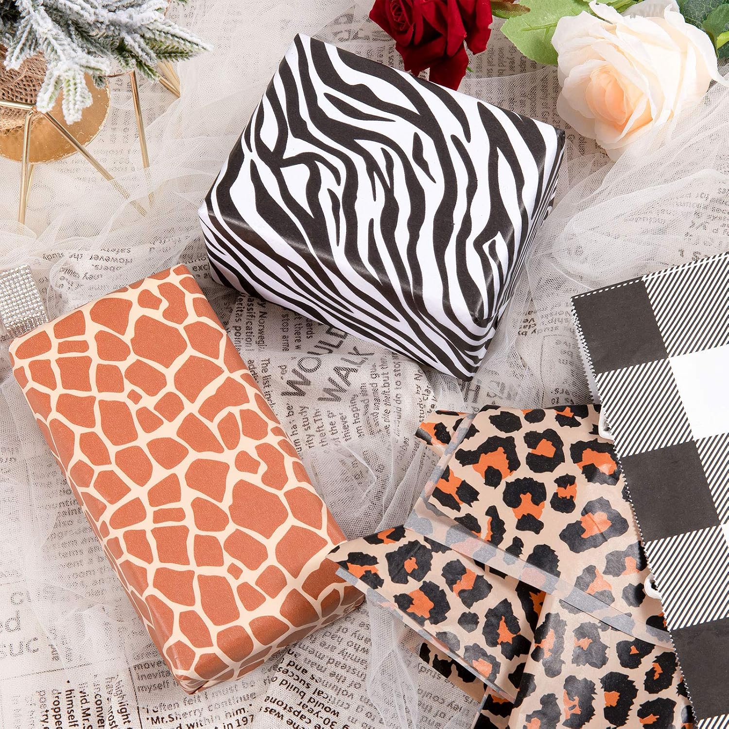 Whaline Animal Skin Print Tissue Paper 90 Sheets Leopard, Zebra - Image 5