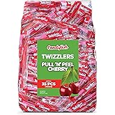 Twizlers Pull 'n' Peel Cherry Bulk Pack, 1 lb (Approx. 35 Pieces) | Fun and Delicious Cherry Flavored Licorice Candy