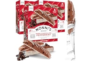Nonni's Dark Chocolate Peppermint Biscotti - 3 Boxes Christmas Cookies - Italian Biscotti Cookies w/Dark Chocolate White Icing & Peppermint Candy - Biscotti Individually Wrapped Cookies - 6.88 oz