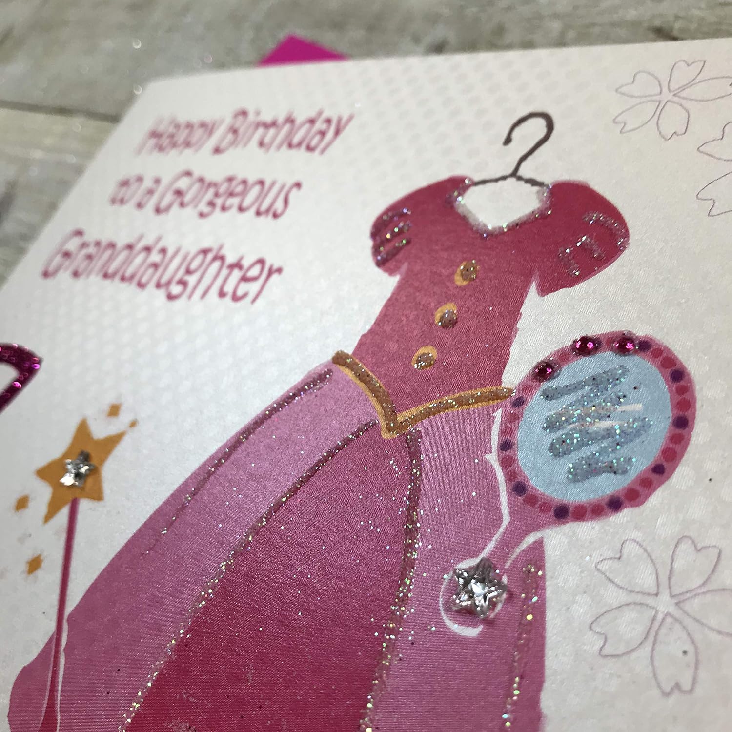 WHITE COTTON CARDS Pink, Princess Dress, Happy Gorgeous Granddaughter 7  Handmade Girls 7th Birthday Card, GL242-7 - BigaMart