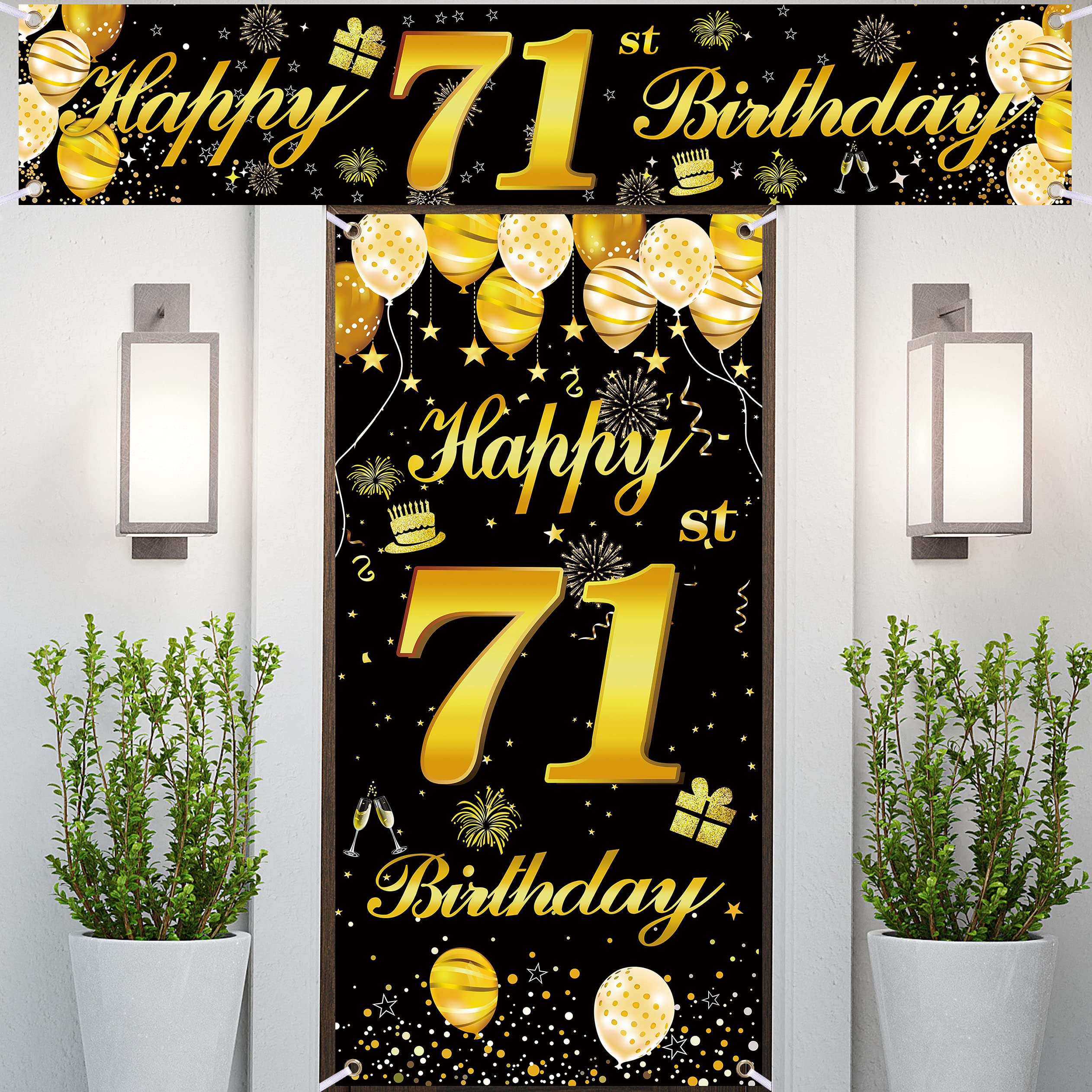 71st Happy Birthday Door Banner IMISI Birthday Decorations Birthday Backdrop Decorations for a Party