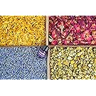 bMAKER Bulk Botanical Flowers Kit (4pack) Edible & Kosher Certified - 2 cups each of Lavender, Marigold, Chamomile and Red Rose Buds & Petals