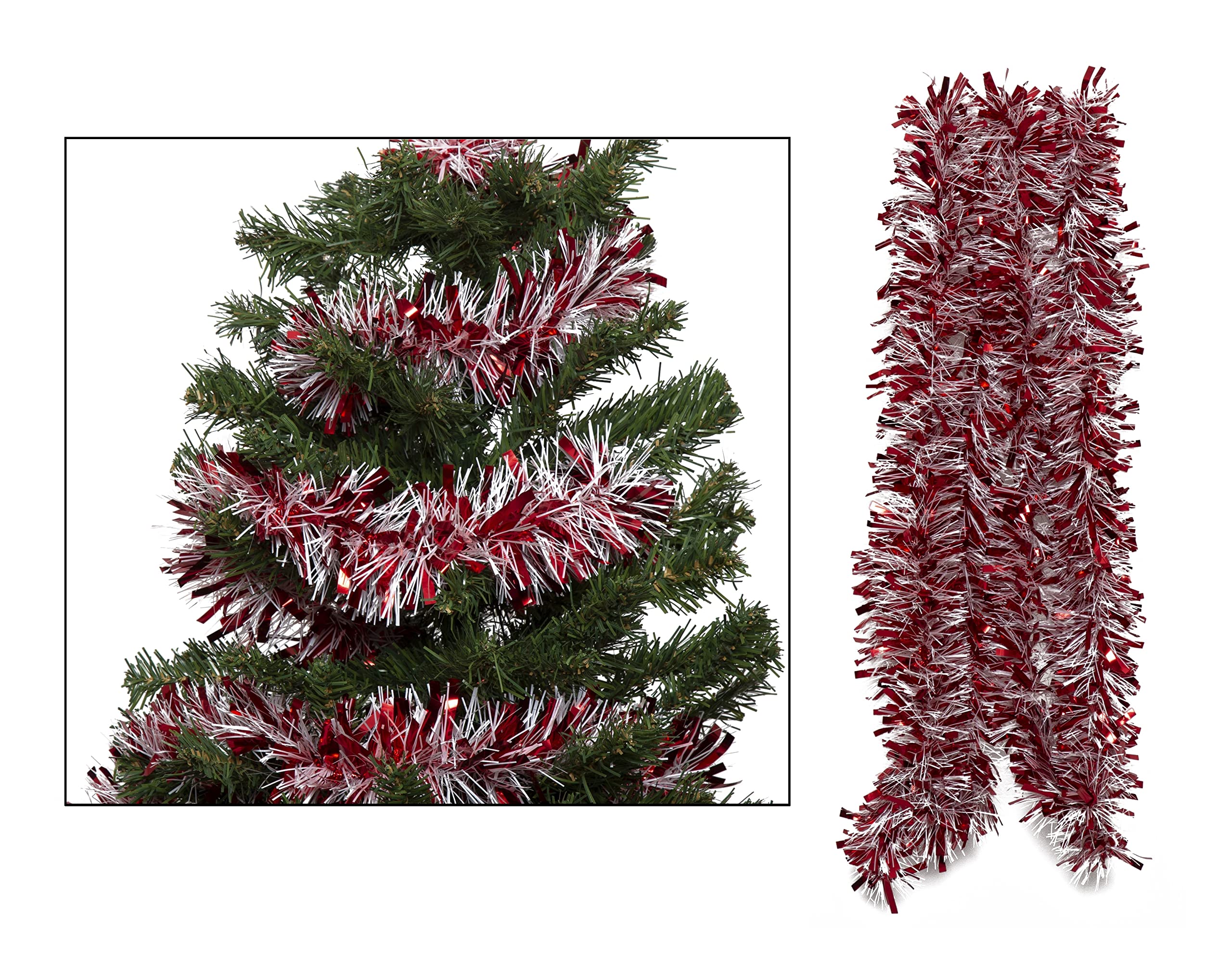 Simply Products 4M Chunky/Fine Cut Christmas Tinsel Garland Decoration (Red & White)