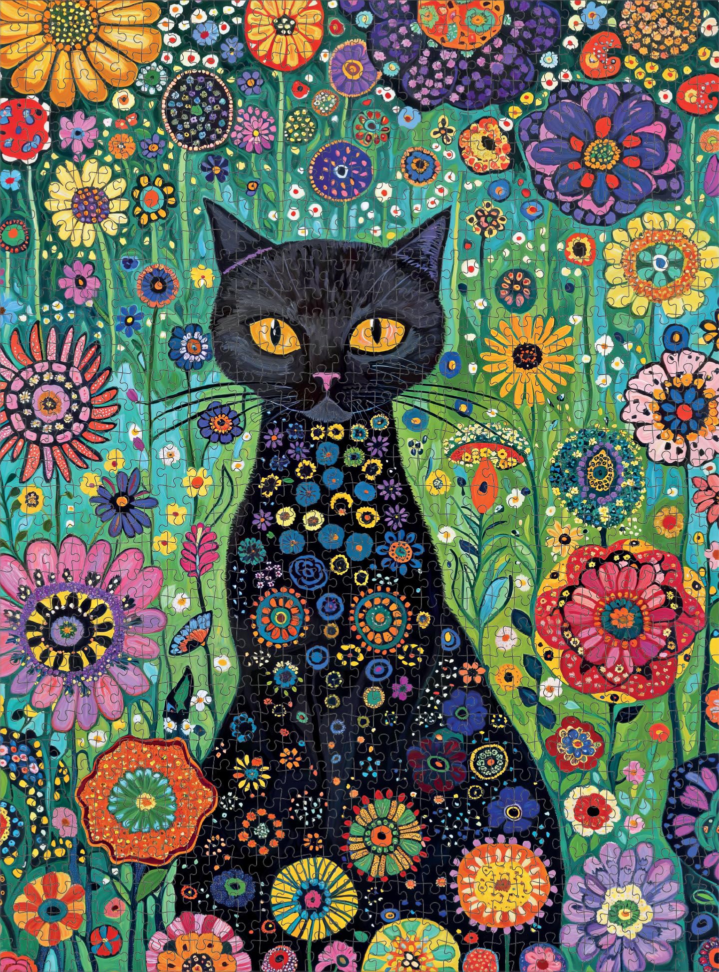 Cross & Glory - Petals and The Midnight Cat - 1000 Piece Jigsaw Puzzle for Adults | Satin-Finish | Vibrant Garden & Cat Theme | Challenging & Artistic Puzzle Game
