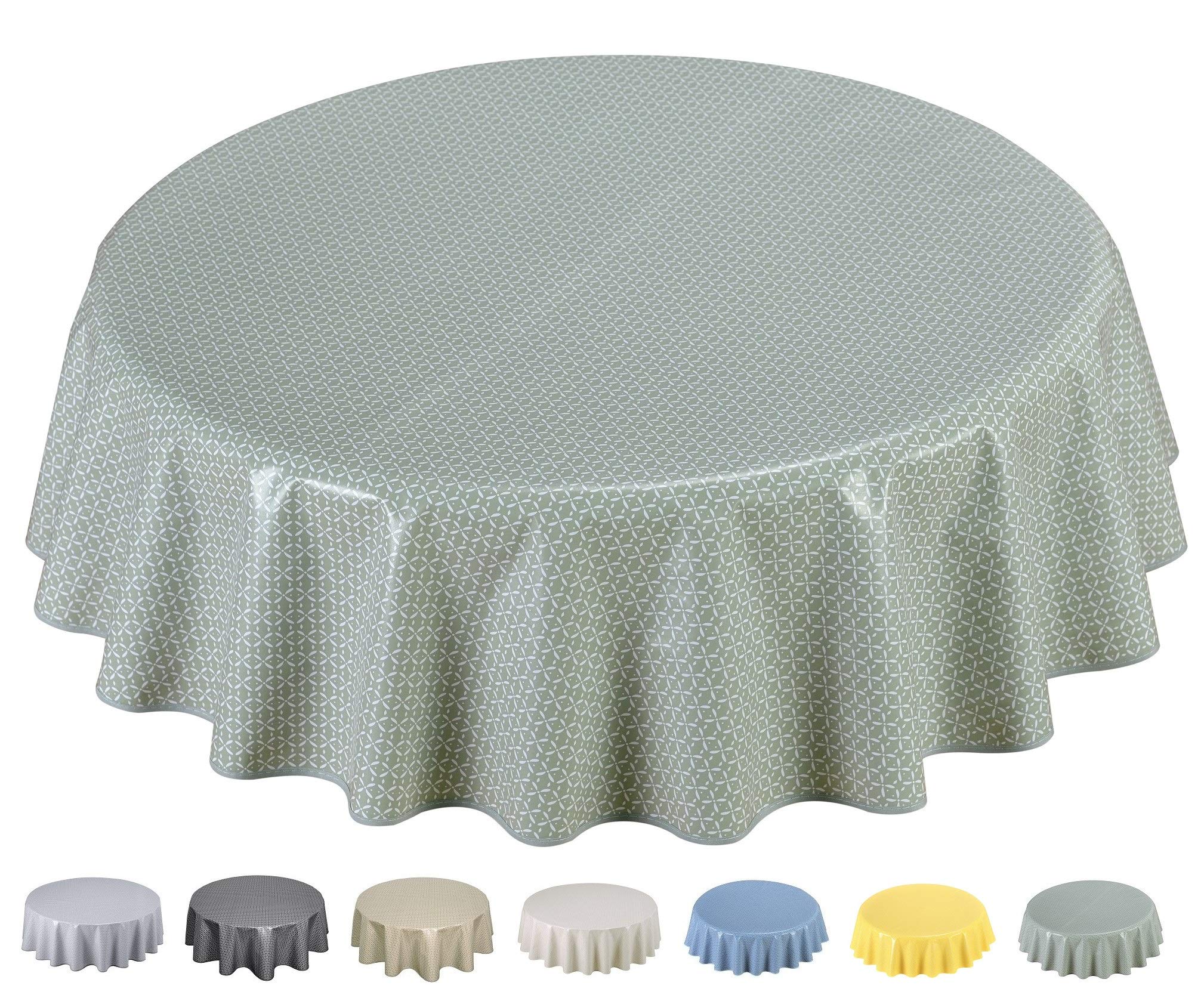 Home Direct Extra Wide Oilcloth PVC Wipe Clean Tablecloth (Round 160cm, Sage)