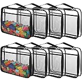8 Packs Large Clear Toy Storage Bags, Reusable PVC Organizing Bags, Waterproof Toy Storage Bags with Zipper for Building Blocks, Puzzle, Books, Board Games