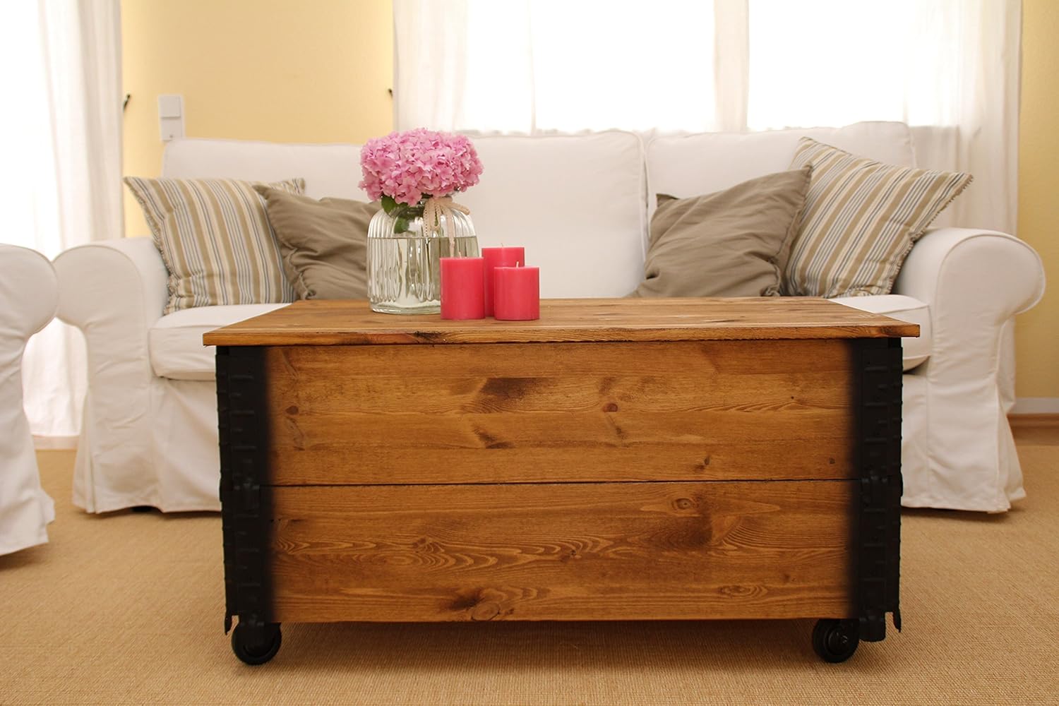 Tische Möbel Uncle Joe´s Couchtisch XL hell Truhentisch Truhe im