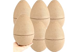 8 Pcs 8 Inch Brown Paper Easter Eggs Unpainted Eggs Craft Oversized Empty Eggs for Easter Hunt DIY Holiday Decor Spring Party