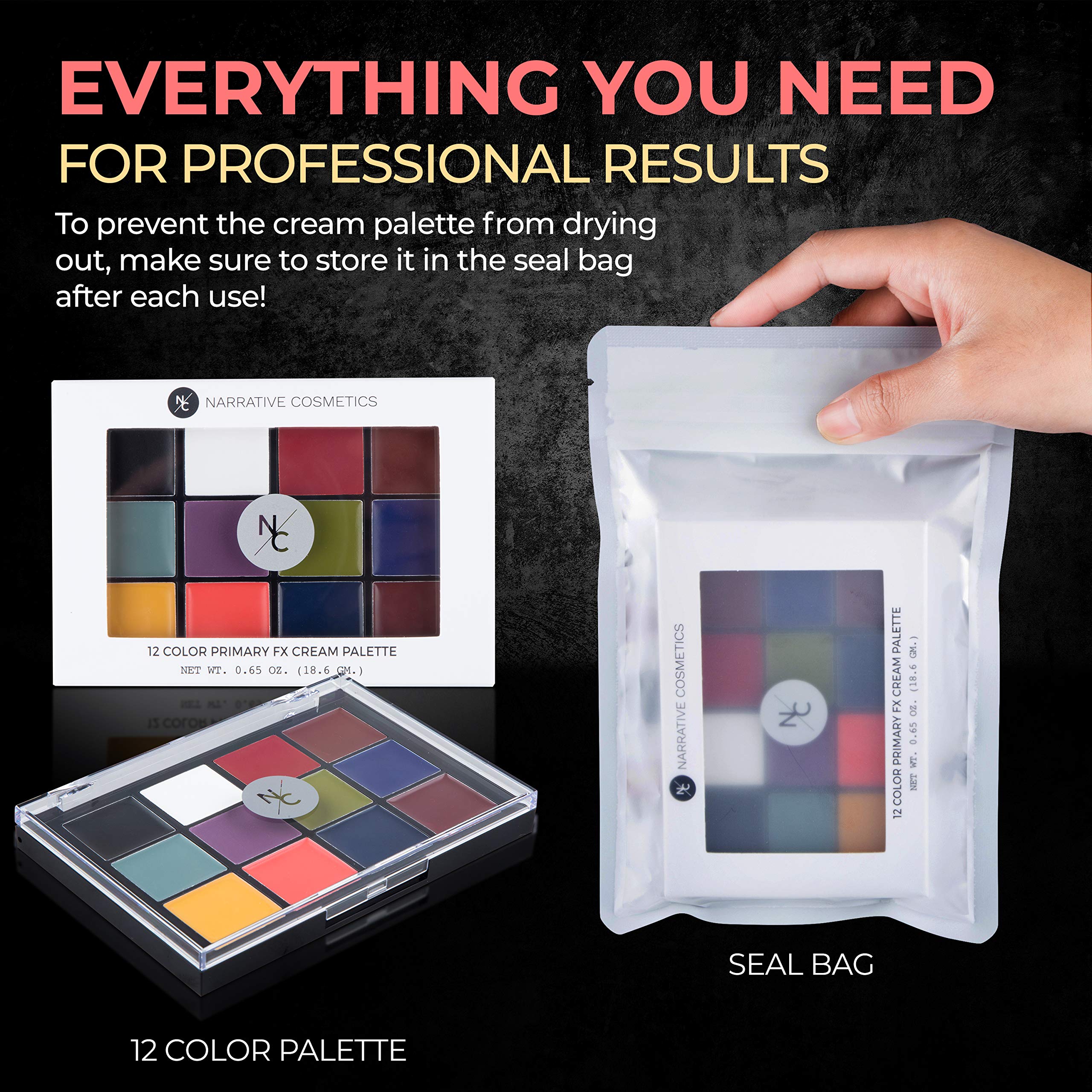 12-Color Primary FX Cream Palette, Professional Quick Drying Waterproof SFX Makeup for the Stage, Film, Costumes, Cosplay