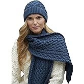 Aran Crafts Irish Soft Cable Knitted Trellis Pattern Scarf (100% Merino Wool)