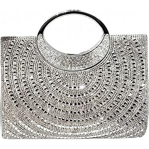 LUKLUKTAISUN 2026 Sparkly Rhinestone Stripe Clutch Purse for Women Elegant Bling Evening Bag