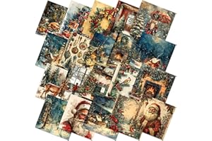 HunnmingRe 20 Pcs 10''x10'' Vintage Christmas Quilting Fabric Square Nutcracker Santa Claus Quiltted Fabric Bundle Reindeer Precuts Printed Patchwork Supplies for Winter Xmas DIY Sewing Craft