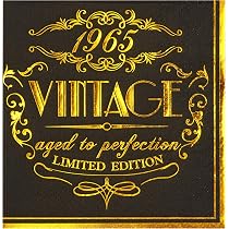 Lot De 50 Serviettes 60e Anniversaire 25x25 Cm - Noir Et Or, 3 Plis, Jetables, Pour Décoration De Table - 3