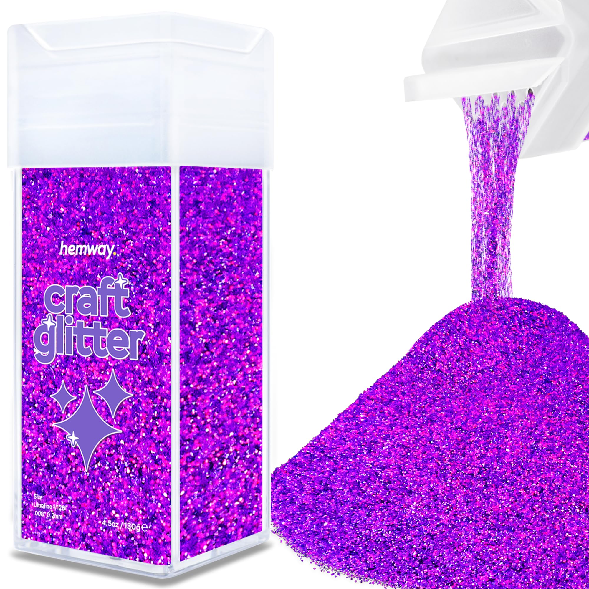 Hemway Glitter Shaker Purple Holographic 110g Ultrafine, Craft Glitter Shaker for Resin & Epoxy Crafts, Christmas Art Supplies, Nail, Body, Face, Eye, Festival, Crafting, Slime, Sparkle — image 1