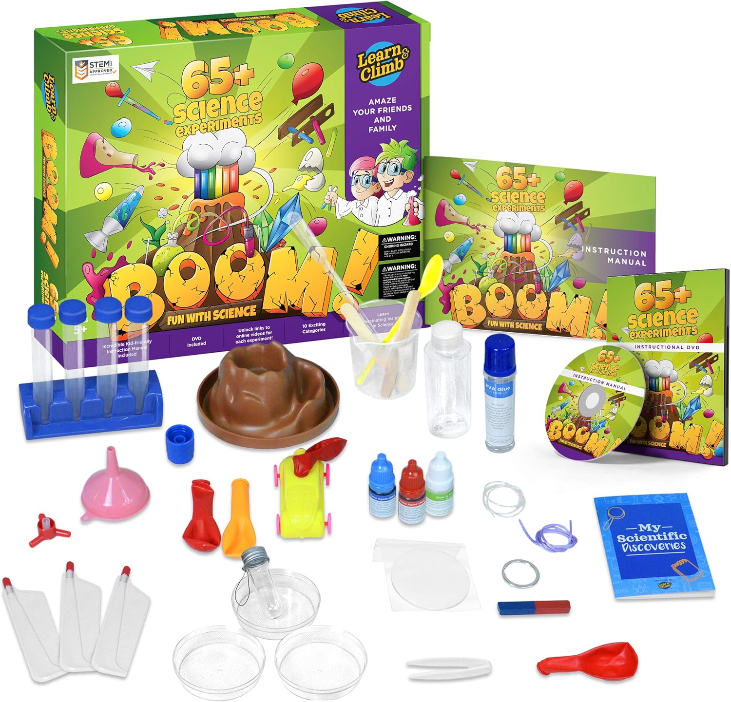 Learn & Climb Kids Science Kit - Over 60 Experiments, Fun with Science!: Toys & Games