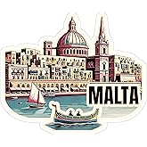 Malta Sticker 4 Inch City Travel Souvenir Destination - Waterproof Vinyl Decal for Laptop Water Bottle Car Tumbler - Durable Aesthetic Long-Lasting Stickers for Adults ID44990