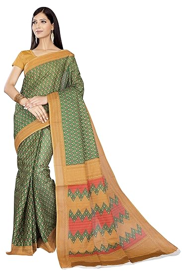 Womens Pure Cotton Printed Saree Without Blouse Piece