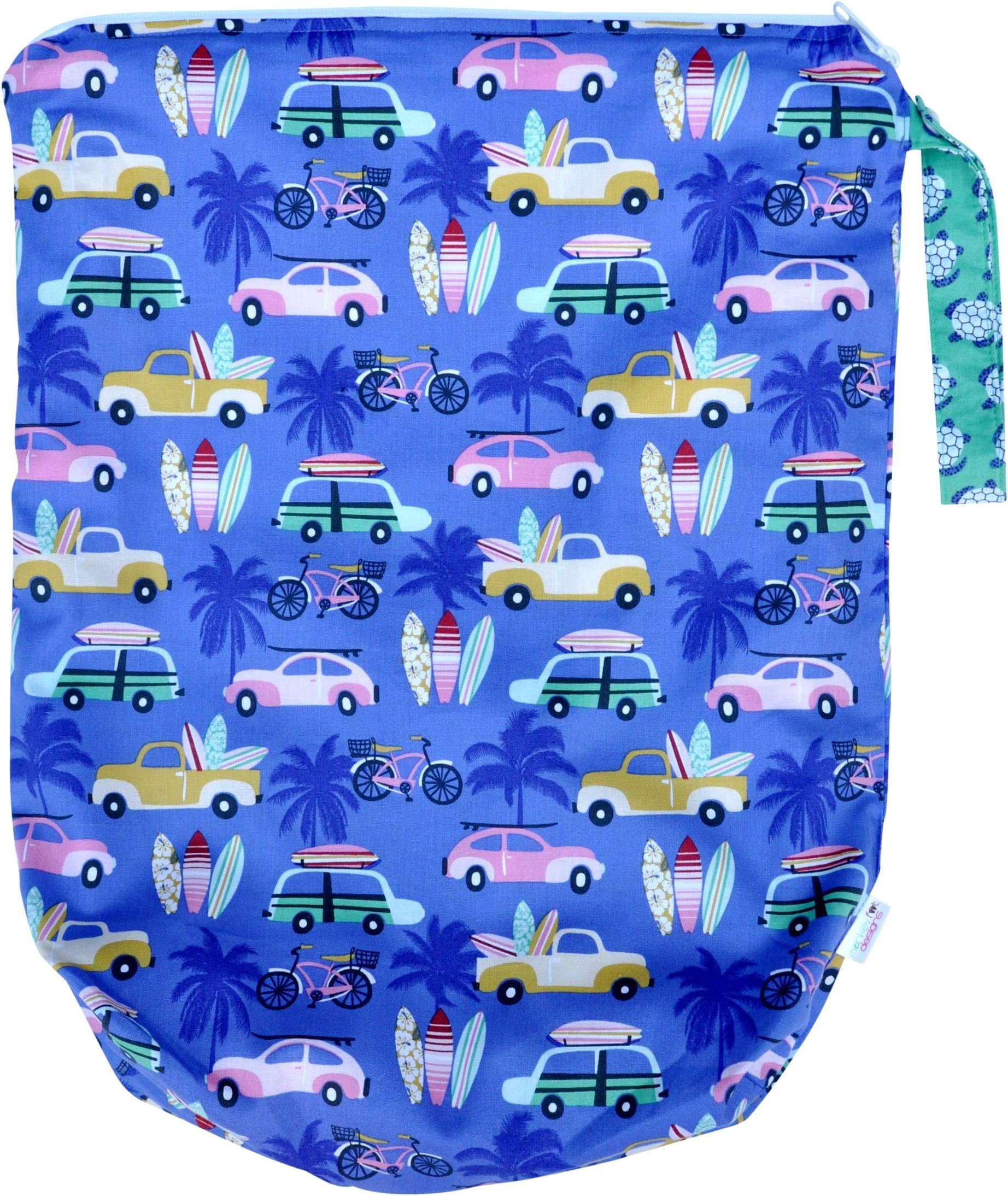Large 14" x 16" x 4" // TOP Rated Monkey Foot Designs Wet Bag // Diapers/Snacks / Gym/Swim (Hit The Beach)