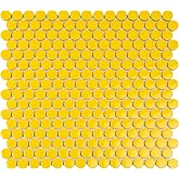 Penny Round Porcelain Tile Yellow 12x12 Glossy 9.87 sq ft/case 10-Pack | Wall &amp; floor rated, frost resistant. Kitchen backsplash, bathroom, shower, entryway, patio. Stain resistant.