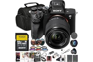 Sony α7 IV Mirrorless Camera Kit (ILCE-7M4K/B) with 28–70mm OSS Lens | 33 MP Full-Frame Sensor | 4K/60p Video | 64GB Card, Filter Kit, Wide Angle Lens, Telephoto Lens, Color Filter Kit and More