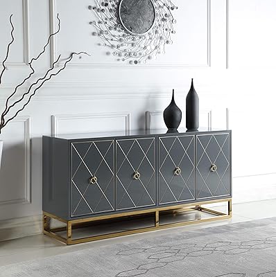 Best Master Furniture Tabitha Lacquer Sideboard, Grey