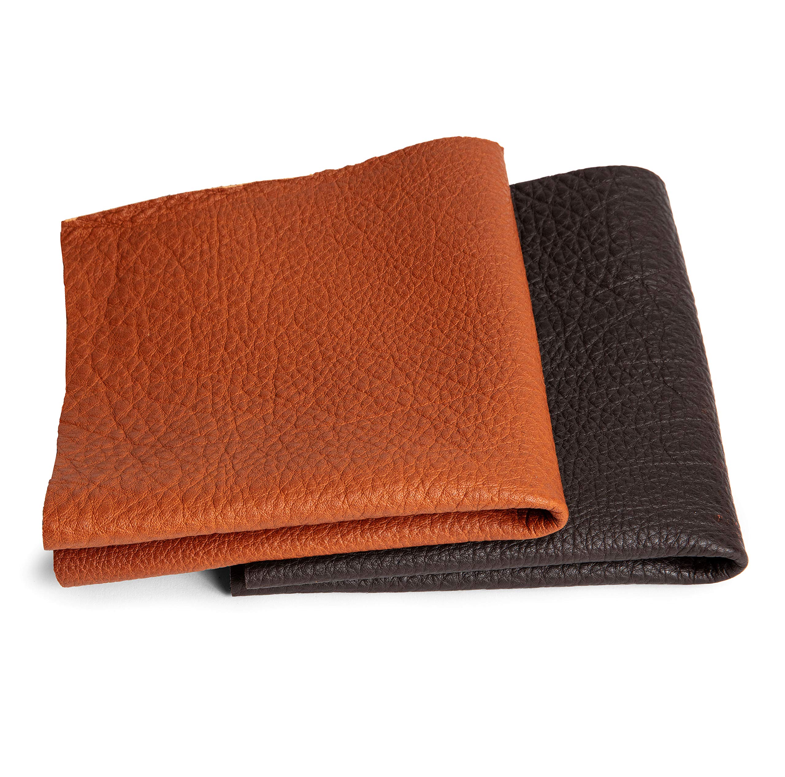 CLUB4BRANDS Cowhide, thick leather | Cognac | Pre-cut leather, extra large pieces | Leathercraft, for crafting, upholstering, decoration | pieces of leather, various sizes and colours | Format A2