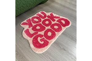 CYBIC You Look Good Carpet, Non-Slip Microfiber Washable Absorbent Shower Rug, Funny and Cute Bathroom Decor, Individualized Pattern Design, Personalized Style Small Cool Rug Pink