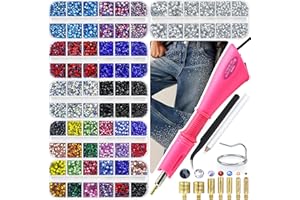 Briskbloom Hotfix Rhinestones Applicator Kit with 11000PCS Hot Fix Crystals 3mm 4mm 5mm, Bedazzler Kit with Rhinestones 10SS 16SS 20SS for Blinging Clothes Fabric, 3 Gems Sizs, Multi-Colors
