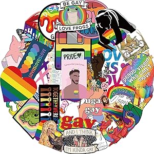 Lcoor Gay Pride Stickers,50pcs Bright Technicolor Water Bottle Gay Love Vinyl Stickers,Rainbow Stripe Stickers for LGBT,for Laptop,Water Bottles,Luggage,Computer,Cellphone,Skateboard,Guitar