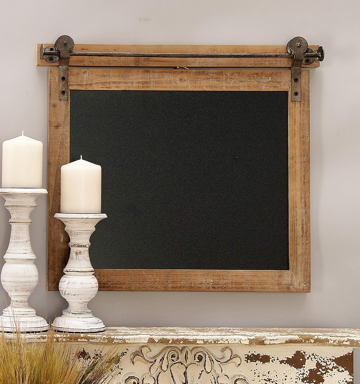 Deco 79 84252 Rectangular Wood and Metal Chalkboard, 16x2x28, Brown/Black: Home & Kitchen