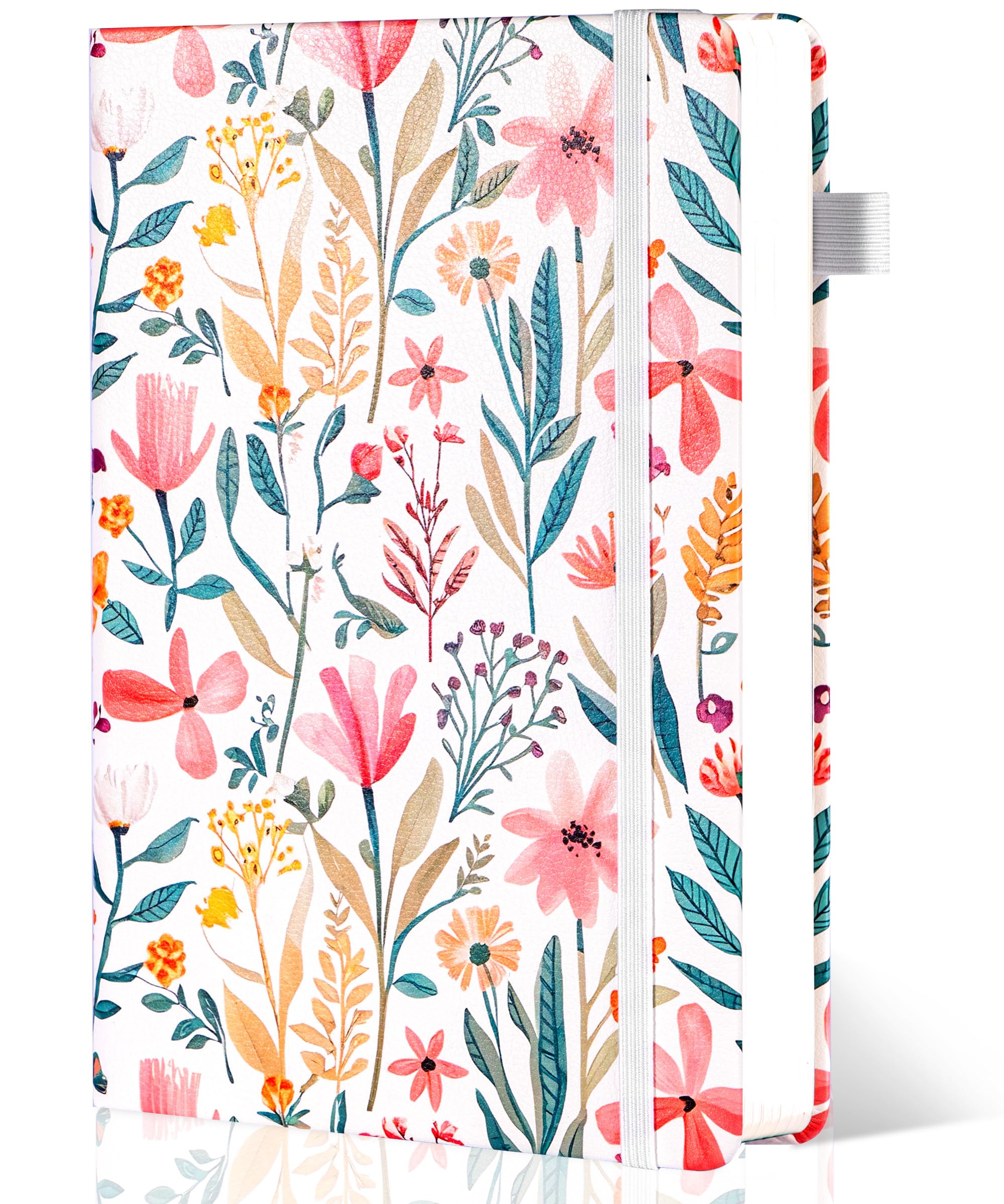 Photo 1 of CAGIE Floral Lined Journal for Women – A5 Hardcover Leather Journal Notebook with 320 Pages, 100GSM Paper, College Ruled Notebook, Journaling Notebooks for Writing, Daily Notes