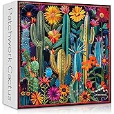 Cactus Puzzles for Adults 1000 Pieces, Nature Succulent Flower Garden Puzzles Quilt, Colorful Spring Plant Themed Patchwork Art Puzzle, Challenging for Adults