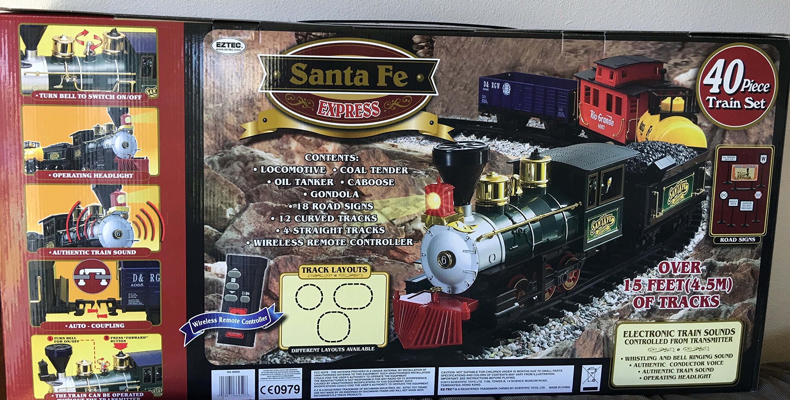 EZTEC SANTA FE EXPRESS Wireless Remote Control "G"' GAUGE 40 PIECE