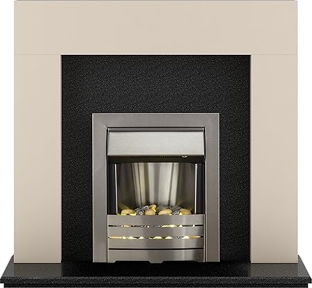 Adam Miami Fireplace Suite In Cream And Granite With Helios