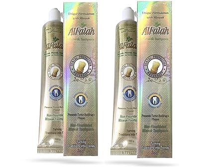 MISWAK Zahngel, mit natürlichen Gipskristallen, ohne Fluorid Zusätze, 2 x 100 Gramm, (200 Gr.), Vegan