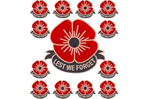 HAFILO 12/25/50/100pcs poppy flower brooch pins Memorial Day lapel pin Metal enamel Lest We Forget Poppy Pins Veterans Day badge Souvenir gift bulk