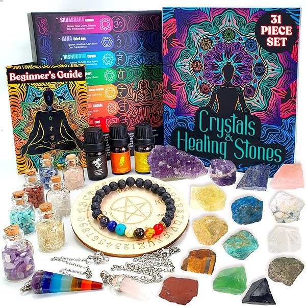 Amazon.com: Nvzi Healing Crystals and Stones Kit in Box, Chakra