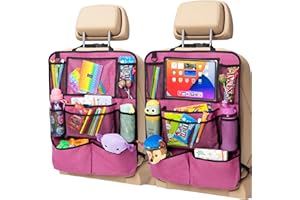 Helteko Backseat Car Organizer, Kick Mats Back Seat Protector with Touch Screen Tablet Holder, Back Seat Organizer for Kids w