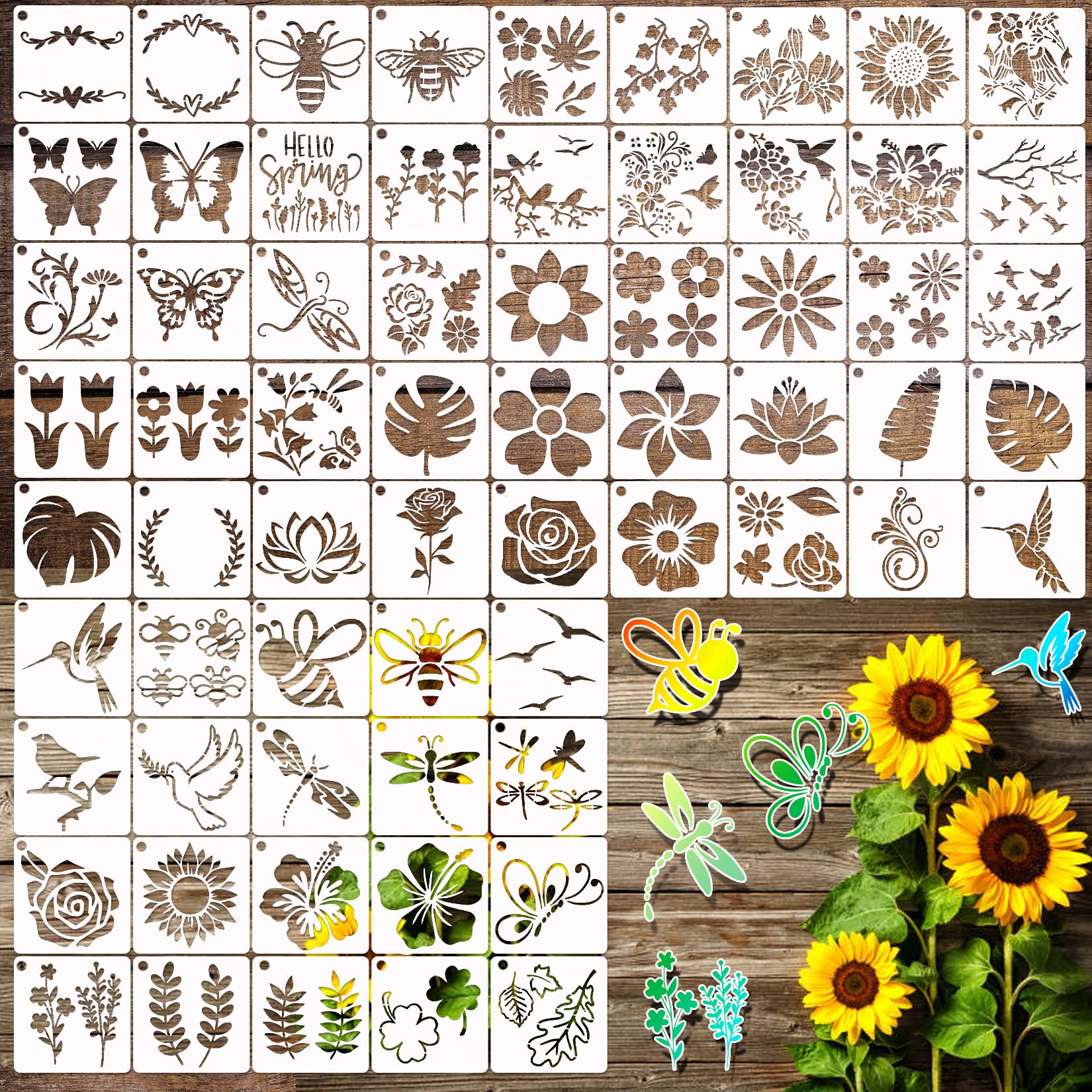 65Pcs Small Stencils for Painting on Wood