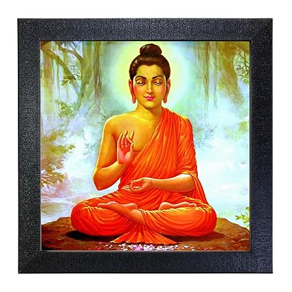 Sehaz Artworks Buddha Wall Photo Painting (Vinyl, 30 cm x 30 cm x 3 cm, Black, SZA-Budha_006)