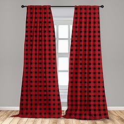 Lunarable Gingham Curtains, Scottish Kilt Print