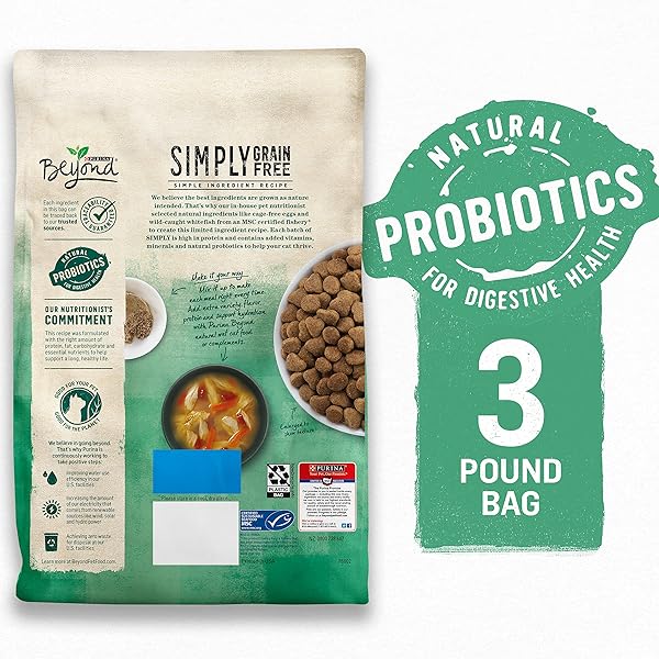 PURINA BEYOND NATURAL GRAIN FREE DRY CAT FOOD WHITEFISH AND EGG RECIPE WITH ADDED VITAMINS, MINERALS AND NUTRIENTS – 3 LB. BAG