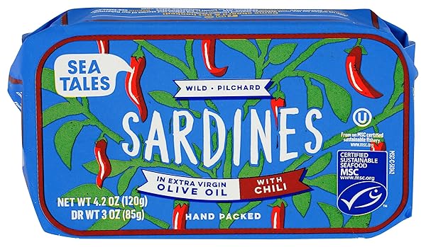 SEA TALES SARDINES IN OLIVE OIL WITH CHILI,...