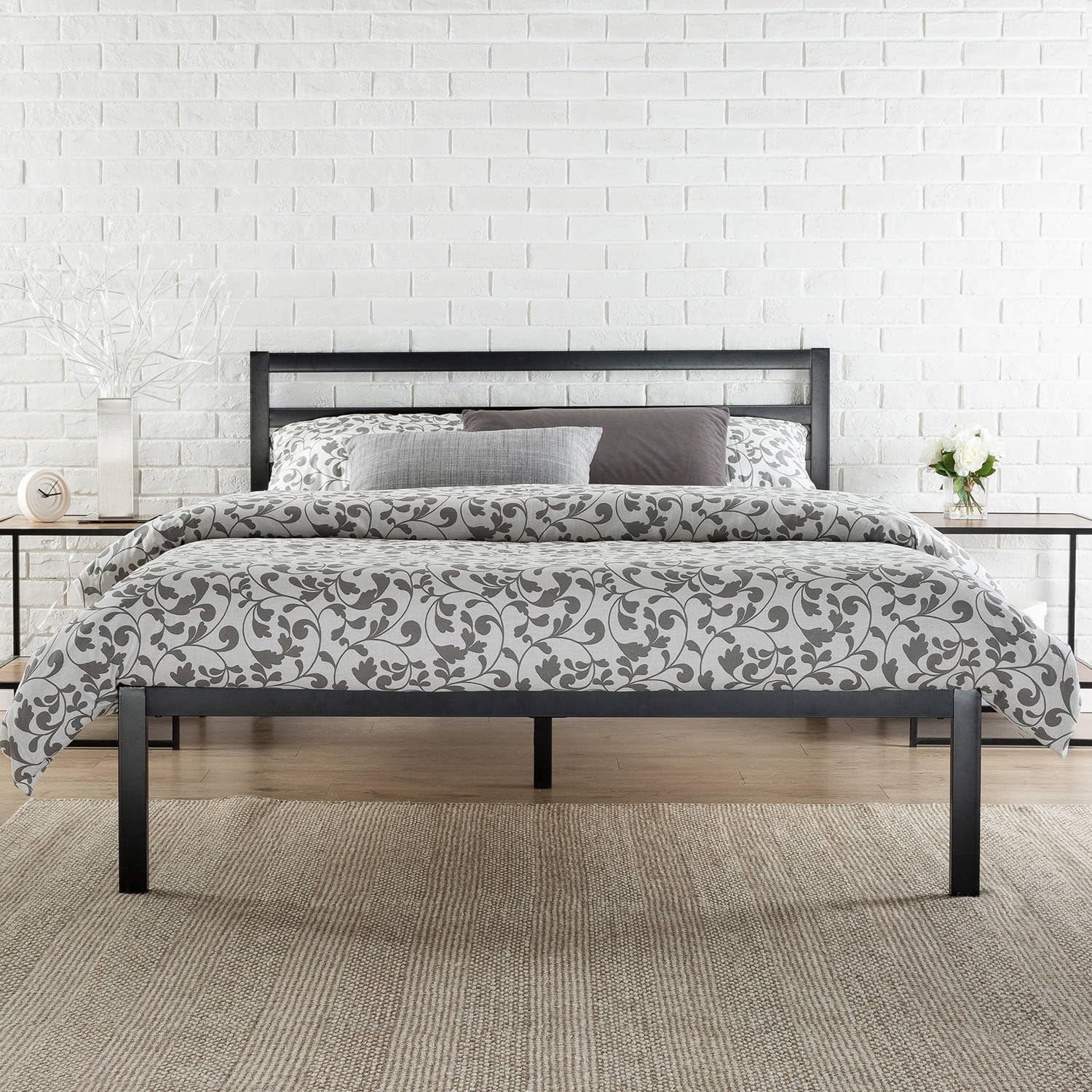 Moderna plataforma de metal cama con cabecero de varios tamaños