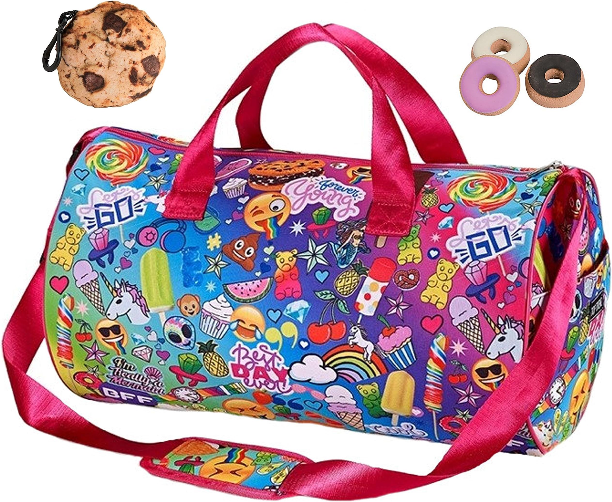 Emoji Best Day Scented Sporty Duffle Bag, Cookie Keychain & Erasers Multi-pack School Bag