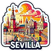 Sevilla Spain Sticker 4 Inch City Travel Souvenir Destination - Waterproof Vinyl Decal for Laptop Water Bottle Car Tumbler - Durable Aesthetic Long-Lasting Stickers for Adults ID44990