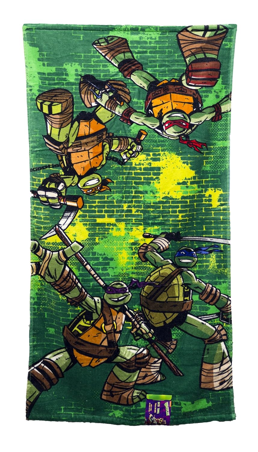 Nickelodeon Teenage Mutant Ninja Turtles Green Brick Bath Towel